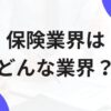 保険業界とは？仕事内容・仕組み・年収・向いている人まで徹底解説